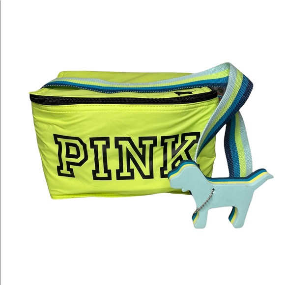 Victoria's Secret PINK cooler yellow Lunch box +Key Chain - Picture 3 of 6